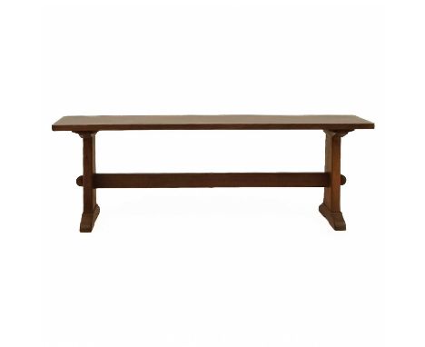 Robin Nance (1907-1990). Mid century oak bench signed and dated 1949, height 46cm width 136.5cm depth 27.5cm.Very light wear,