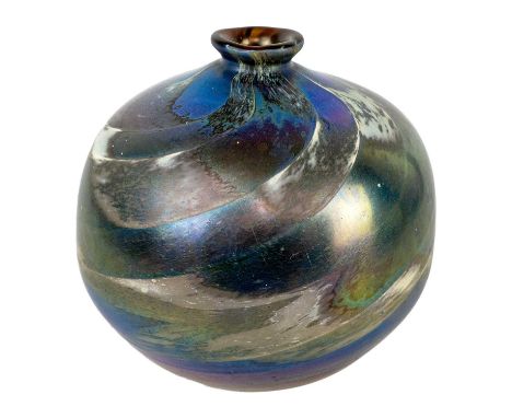 Norman Stuart Clarke. Globular studio glass vase signed and dated '89, height 17cm diameter 17cm.Light surface scratching and