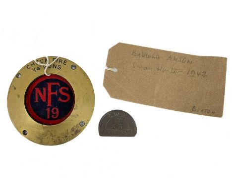 A brass GWR Pay Cheque token M33. Together with a Check Fire brass collar by repute HMS Anson and a Yelverton, Plymouth NFS W