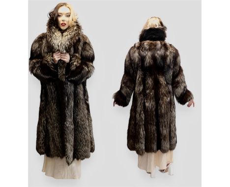 A ladies vintage bespoke-made good quality full length panelled Arctic fox fur coat fits UK12Condition Report:  Light sheddin