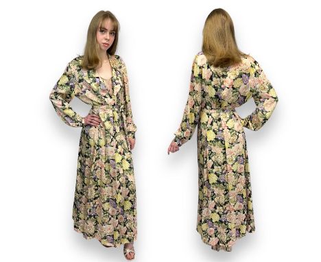 Six items. Three LA PERLA long silk nightdresses with matching robes. Two cream and one floral. Two with belts.Medium sizeCon