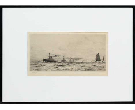 WILLIAM LIONEL WYLLIE RA RE (BRITISH 1851 - 1931), UNTITLED etching on paper, signedmounted, framed and under glassimage size