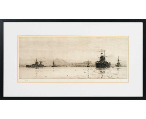 WILLIAM LIONEL WYLLIE RA RE (BRITISH 1851 - 1931) UNTITLED etching on paper, signedmounted, framed and under glassimage size 