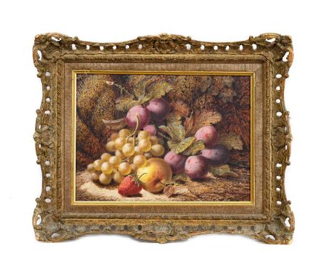 OLIVER CLARE (BRITISH 1853 - 1927), FRUIT STUDY mixed media on paper, signedframedimage size 22cm x 30cm, overall size 36cm x