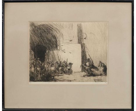 MARIUS ALEXANDER JACQUES BAUER (DUTCH 1867 - 1932), FANTASY etching on paper, signed and inscribed 'No. 23' mounted, framed a