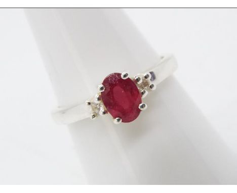 A size P to Q Malagasy Ruby & White Zircon set in a silver ring, issued in a limited edition 1 of 250, comes with authenticit