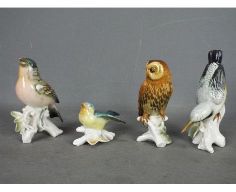 Karl Ens - Four ceramic bird figurines, largest approximately 15 cm (h).