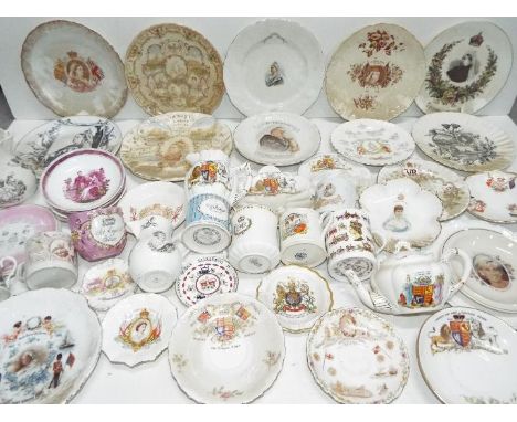 Royal Commemorative Ceramic / Glass Collection - 19th Century, Victorian and later. Cups, Mugs Figures and plates etc. Includ