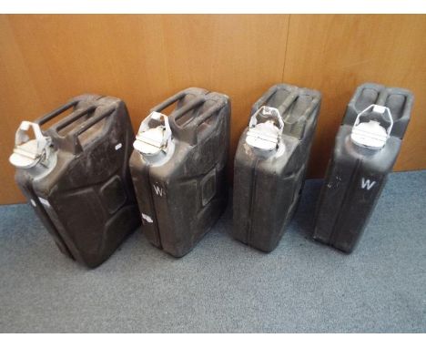 Military - Four British Army surplus 20 litre Jerry cans marked W for water use and dated. [4]