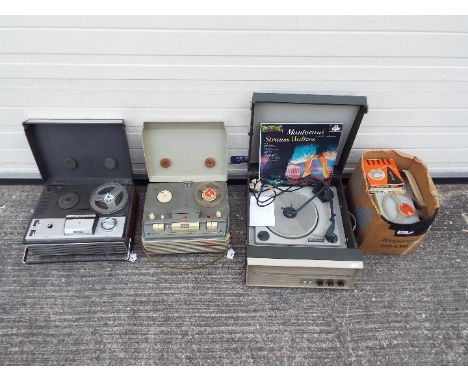 Vintage audio equipment to include a Murphy record player, a Grundig TK140 reel to reel recorder, a Philips reel to reel reco