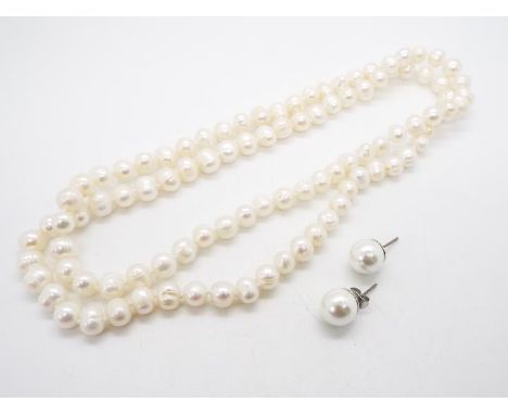 A Kaori Cultured Pearl Sterling Silver set of Necklace and Earrings, issued in a limited edition 1 of 299, stone size on brac