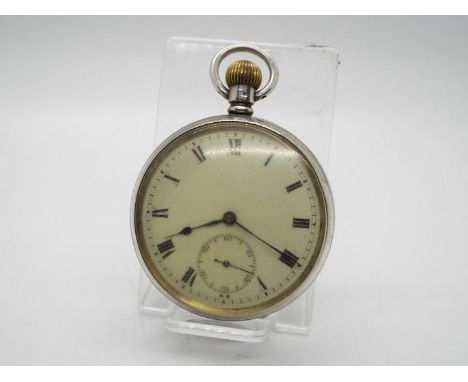 Silver - Military - a silver case military pocket watch displaying crows (broad arrow)