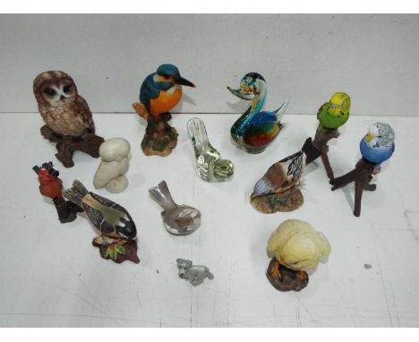 Bird Collection - Decorative. Resin / Wood / Glass / Ceramic. Includes Wade dog.
