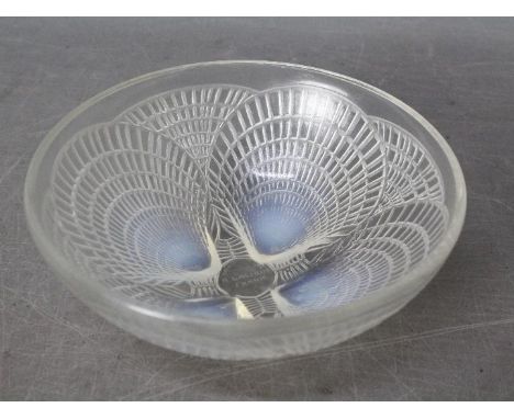 A Lalique opalescent Coquilles bowl, # 3204, relief moulded to the exterior with overlapping shells, wheel cut R LALIQUE FRAN