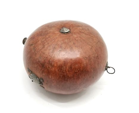 Gourd powder flask with shield details - approx 12cm diameter