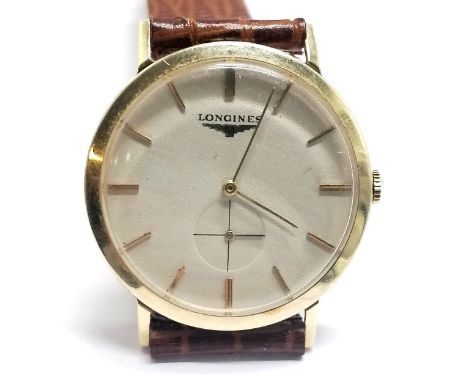 Longines Wittnauer USA 14ct marked gold cased (32mm) manual wind wristwatch (calibre 19.a) - running BUT WE CANNOT GUARANTEE 