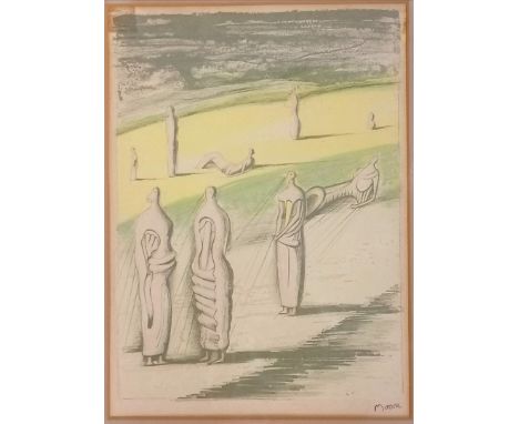 Henry Moore (1898-1986) lithograph 'Twilight Landscape' (from Prométhée by Goethe) - signed with Redfern Gallery Ltd label to