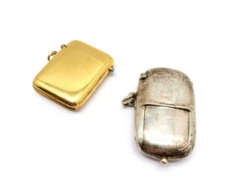 2 x vesta cases - i) patent 4709 with combined sovereign case to side &amp; has toothpick / pencil inside body &amp; ii) 18ct