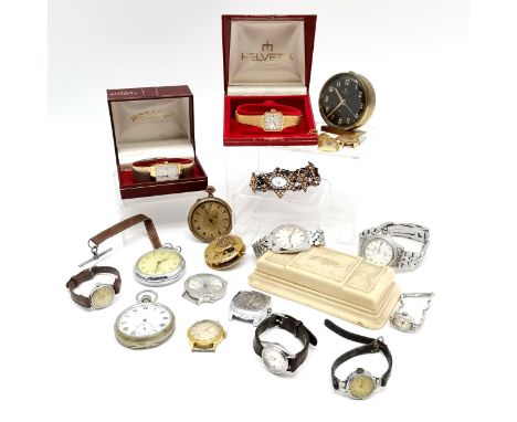 Qty of wristwatches inc Smiths, boxed Helvetia manual wind, Rotary quartz gold plated (both running at time of listing) t/w w