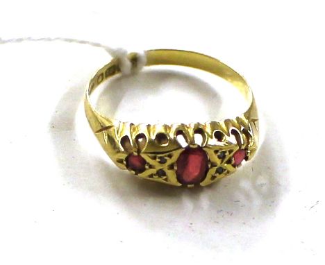 An 18ct gold ruby set ring