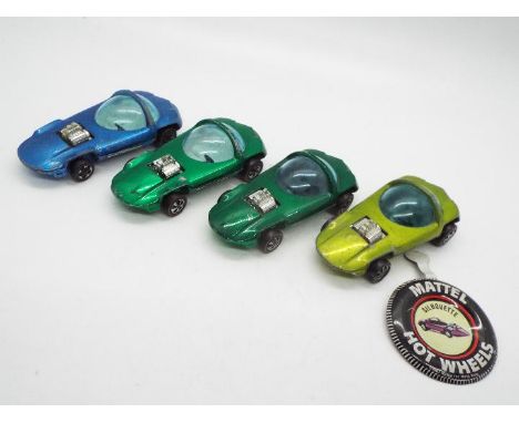Hot Wheels - Redline - 4 x Silhouette models in the uncommon colours of Antifreeze with a dark interior, Green with White int