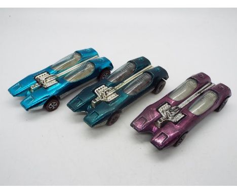 Hot Wheels - Redline - 3 x Splittin Image cars in Light Blue, Aqua and Magenta (?) The Light Blue car appears Near Mint with 