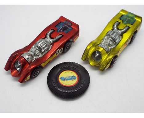 Hot Wheels - Redline - 2 x Jet Threat cars in Yellow and Red, both of these Hong Kong made cars appear in Very Good condition