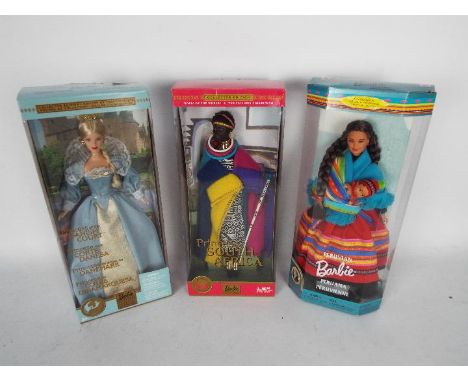 Barbie, Mattel - Three boxed 'Collector Edition' Barbie dolls. Lot consists of #21506 'Peruvian Barbie'; #56218 'Princess of 