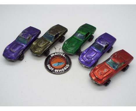 Hot Wheels - Redline - 5 x Custom Corvettes in Olive, Red with White interior, and Purple with dark and White interiors. The 