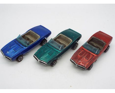 Hot Wheels - Redline - 3 x Custom Firebird models in Blue, Red and Aqua. All three of these Hong Kong made examples appear in