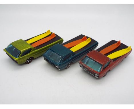 Hot Wheels - Redline - 3 x Deora models in Antifreeze, Orange and Aqua all complete with their surfboards. The boards on the 