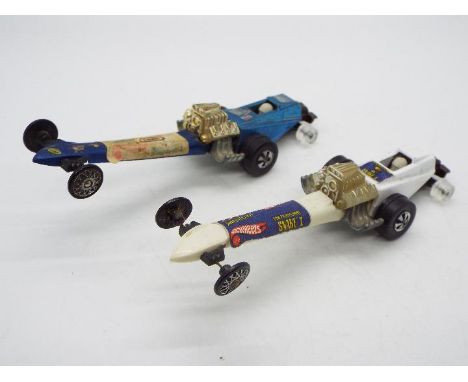 Hot Wheels - Redline - A pair of 'Snake &amp; Mongoose' Rail Dragsters in Blue and Enamel White. These U.S. made dragsters ap