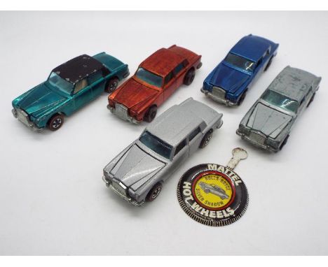 Hot Wheels - Redline - 5 x Rolls Royce Silver Shadow models in Grey, Aqua with Black roof, Blue, Red and Silver. The first tw