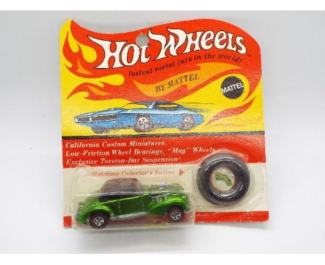 Hot Wheels - Redline - An unopened original carded Classic Cord in Apple Green. This U.S. made car appears Mint on a Very Goo