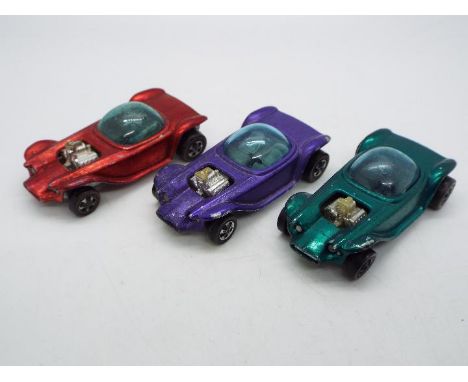 Hot Wheels - Redline - 3 x Beatnik Bandit models in Purple with Grey interior, Red and Aqua with dark interiors. These three 