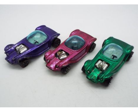 Hot Wheels - Redline - 3 x Beatnik Bandit models in Creamy Pink with a dark interior, Purple with a light interior and Green 