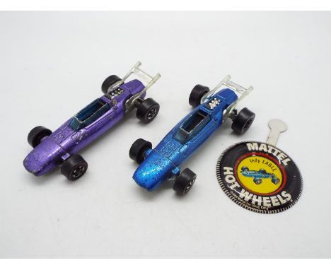 Hot Wheels - Redline - 2 x Indy Eagle Grand Prix cars in Purple and Blue. Both of these Hong Kong made models appear in Good 