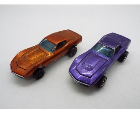 Hot Wheels - Redline - 2 x Custom Corvettes in Orange and Purple. Both are Hong Kong made versions the Orange car appears in 