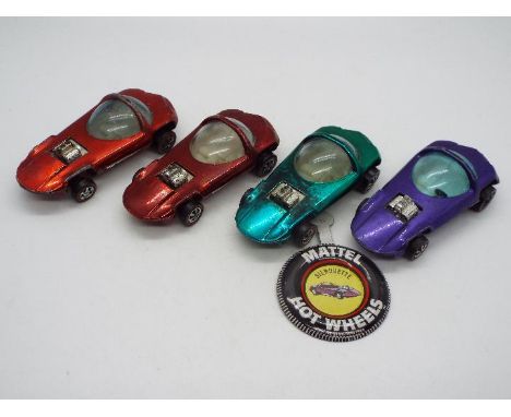 Hot Wheels - Redline - 4 x Silhouette models in Red, Green and Purple. All four of these cars have the light interior, the Pu