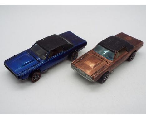 Hot Wheels - Redline - 2 x Custom T-Birds models in Blue and Copper. The Blue car is a U.S. made model and appears in Very Go