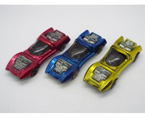 Hot Wheels - Redline - 3 x Mod Quad cars in Rose, Yellow and Blue. The Yellow car appears in Near Mint condition with only th