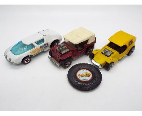 Hot Wheels - Redline - 3 x cars, Ice T in Enamel Yellow, Grass Hopper in Magenta and Crew Car in Enamel White. All three show