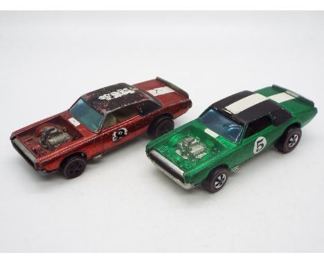 Hot Wheels - Redline - 2 TNT-Bird models in Green and Red. These two Hong Kong made examples show signs of play use, the Gree