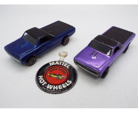 Hot Wheels - Redline - 2 x Custom Fleetside models in Blue and Purple. Both are U.S. made versions and are in Good overall co