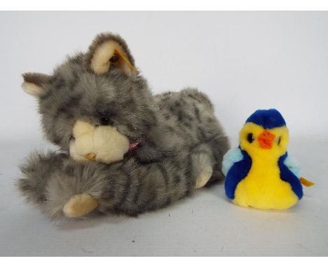 Steiff - Two Steiff soft toys. Lot includes a Steiff #5565/10 Cosy Vogel chick approximately 9cms in height; together with a 