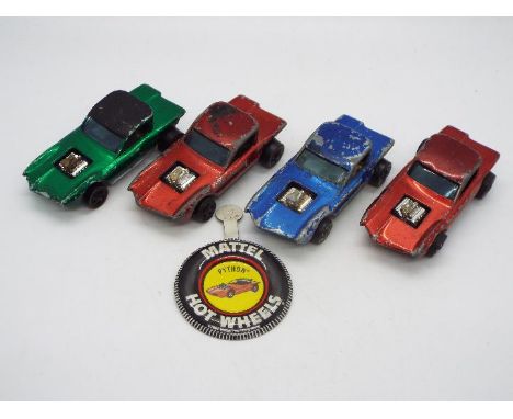 Hot Wheels - Redline - 4 x Python models in Red, Red with Black roof, Blue with Black roof and Green with Black roof. These H