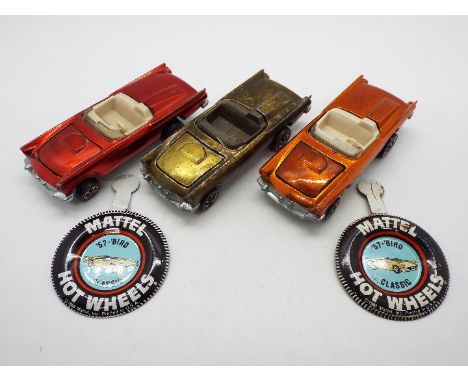 Hot Wheels - Redline - 3 x Classic 57 Bird models in Red, Orange and Olive (?) The Red and Orange cars appear in Near Mint co