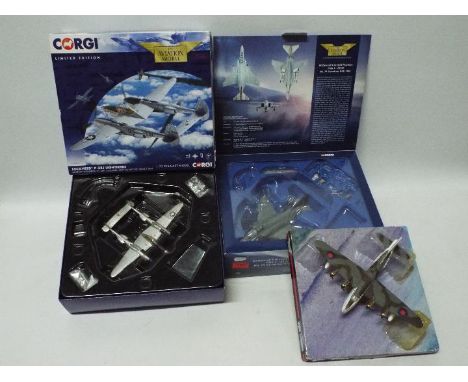 Corgi Aviation Archive - Three diecast model aircraft in various scales. ot includes a boxed 1:72 scale AA33202 F-4J (UK) Pha