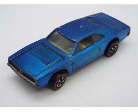 Hot Wheels - Redline - A Custom Charger in Blue. This model appears in Good condition overall with light signs of play use. (