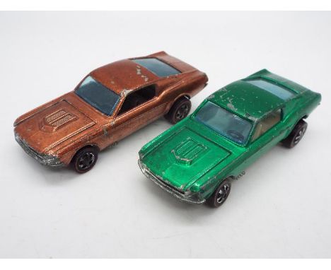 Hot Wheels - Redline - 2 x Custom Ford Mustang models in the rare Green with a light interior and Copper with a dark interior